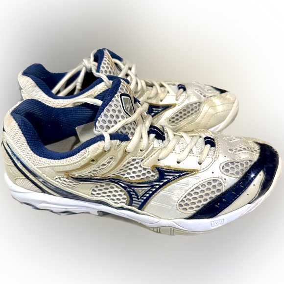 MIZUNO WAVE SPIKE 11 VS-1 SNEAKERS NAVY WHITE 8.5 fits like 8 Athletic Sports - Picture 2 of 6
